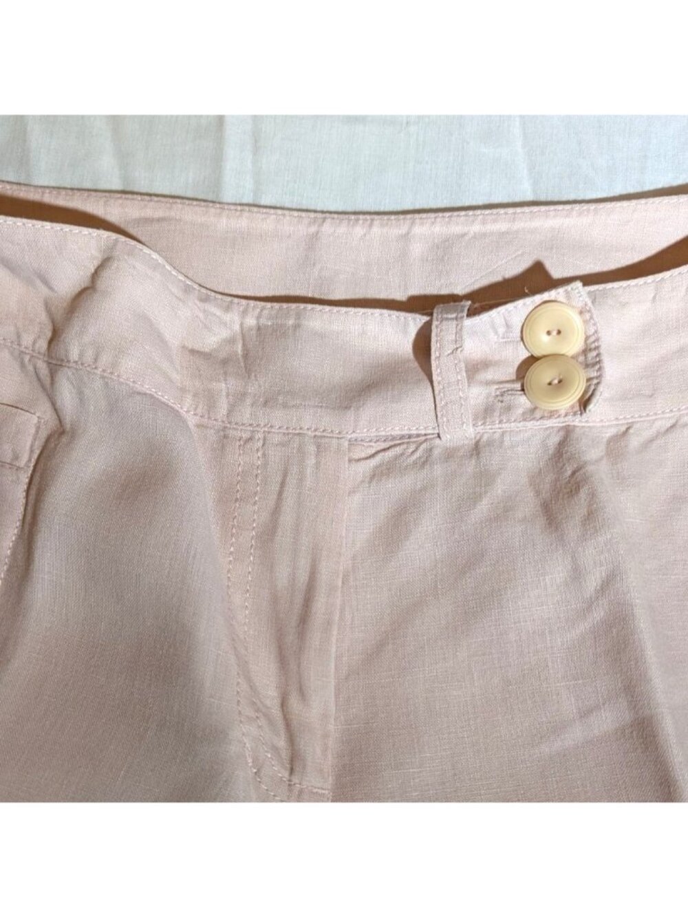 Eileen Fisher 100% Linen Crop Pants Womens Medium Pink Organic FLAW - Picture 6 of 11